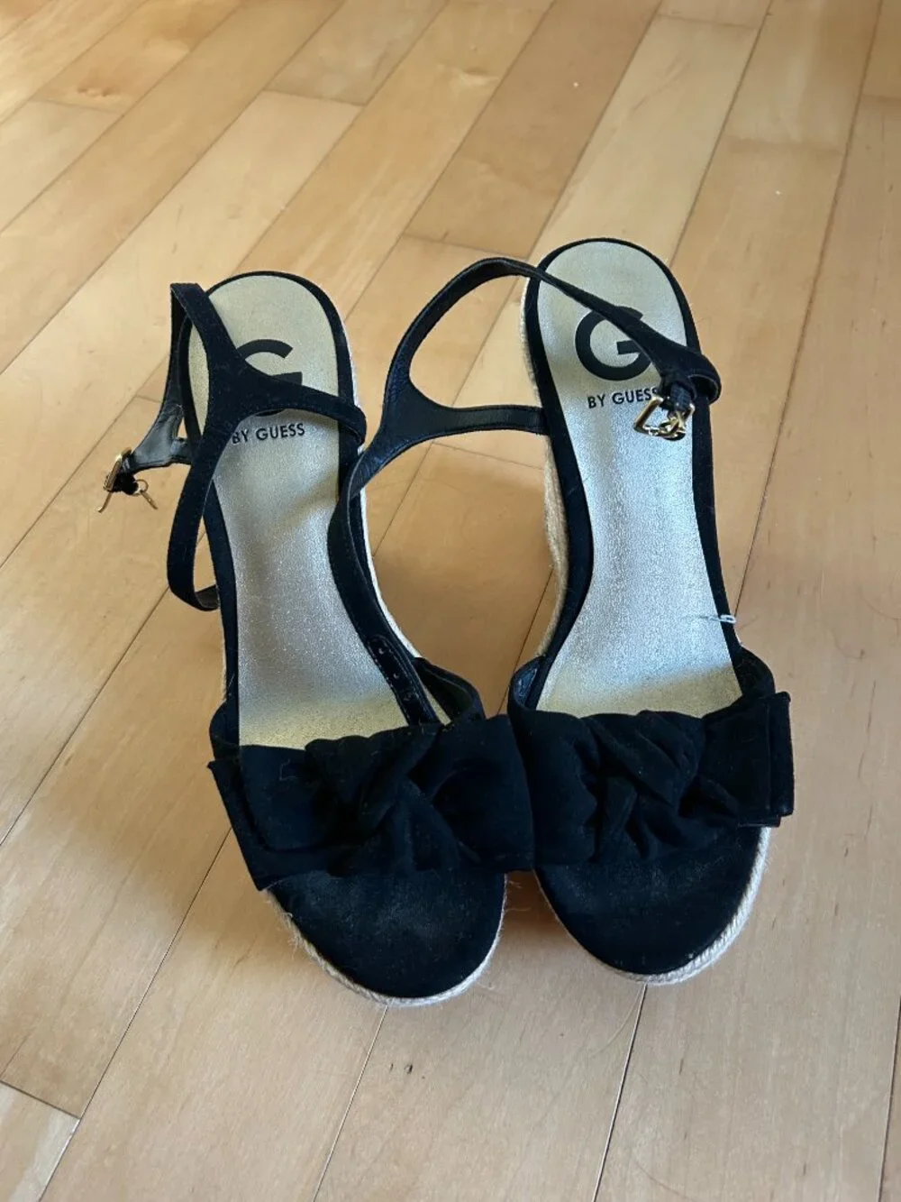 Black Bow Wedge Heels - G by Guess - size 8
